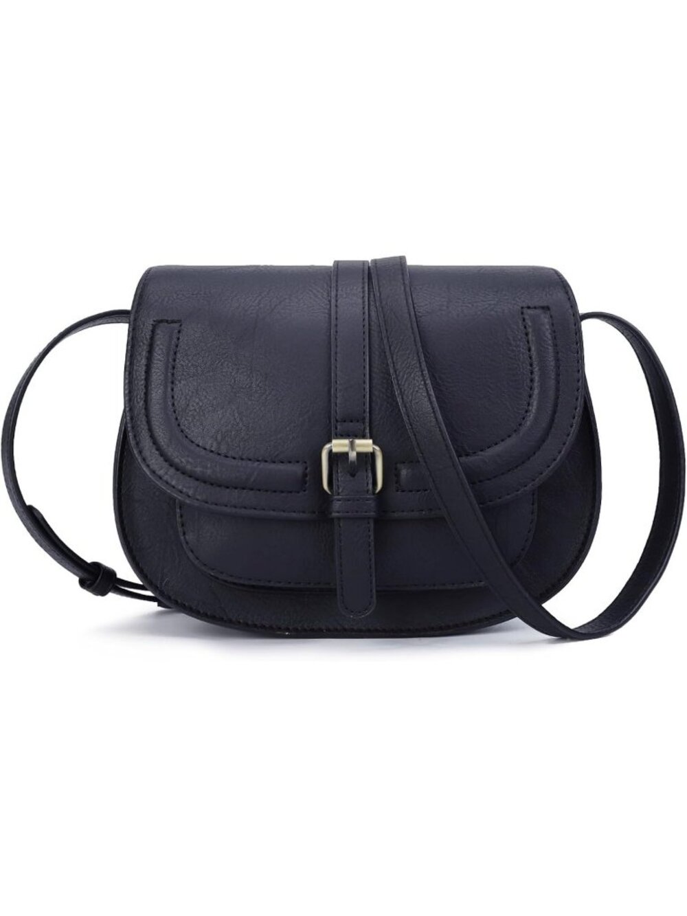 Women's Navy Retro Vegan Leather Vintage Saddle Crossbody Bag Small Boho Purse